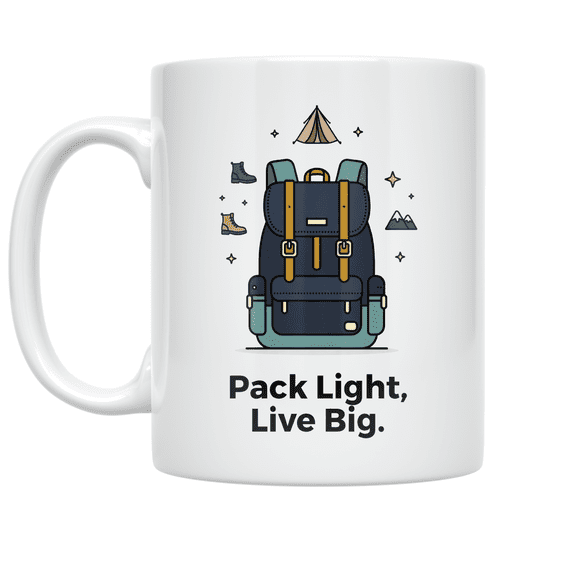 Pack Light Live Big Adventure Design - Travel Enthusiast - 11 oz Ceramic Coffee Mug