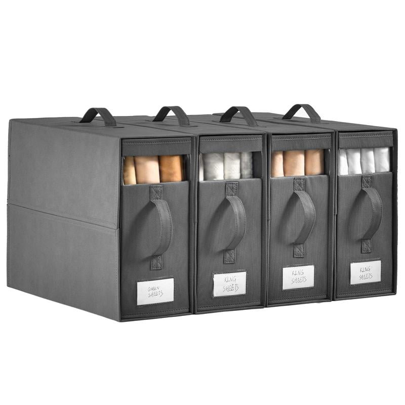 Pack Linen Closet Organizers and Storage, Foldable Bedding Storage for ...