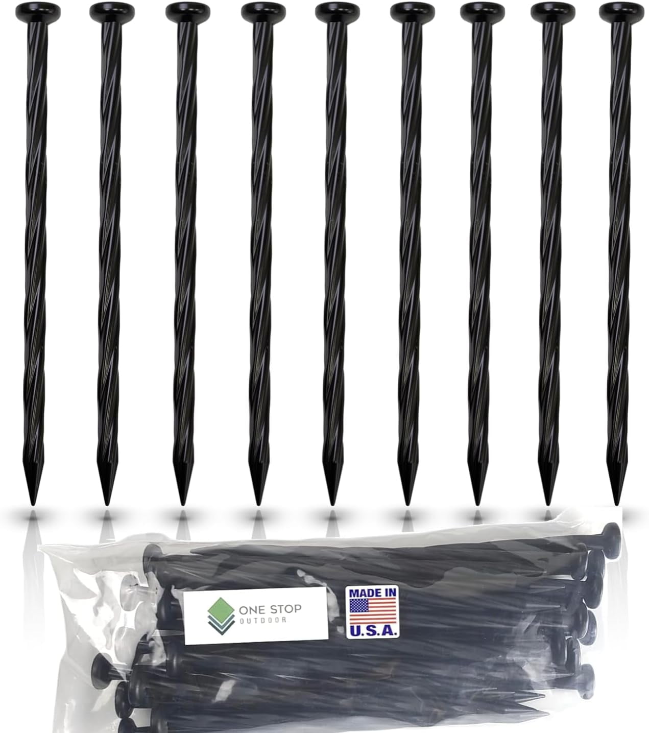 Pack) Made 8" Inch Plastic Edging Nails, Spiral Nylon Landscape Stake
