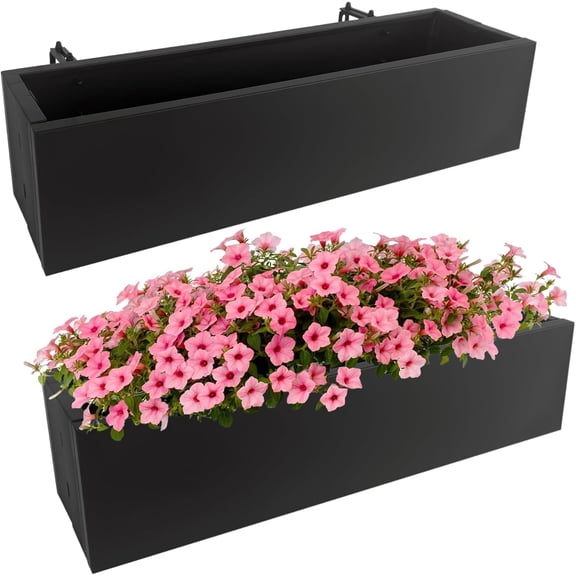 4 Pack 16 Inch Metal Railing Planter Window Box with Coco Liner ...