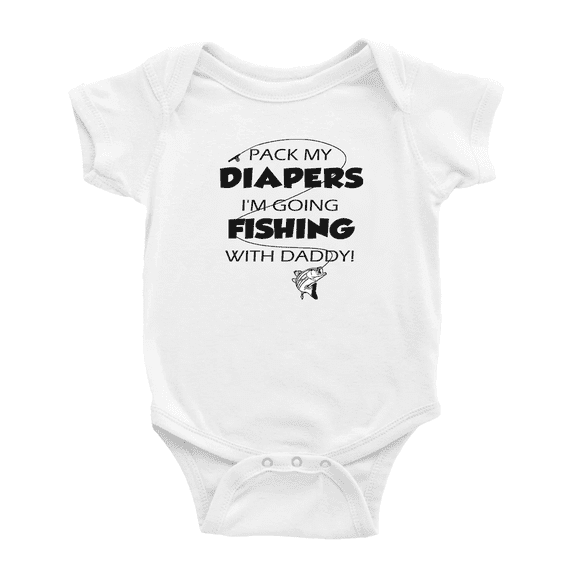 Pack My Diaper Bag I'm Going Fishing with Daddy! Cute Baby Boy Girl Clothing Bodysuits