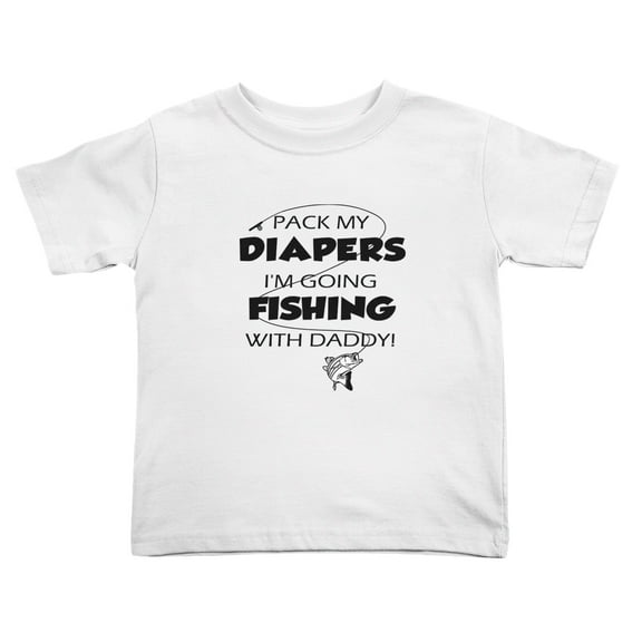 Pack My Diaper Bag I'm Going Fishing with Daddy! Cute Toddler T-Shirts for Boys Girls (White, Youth L)