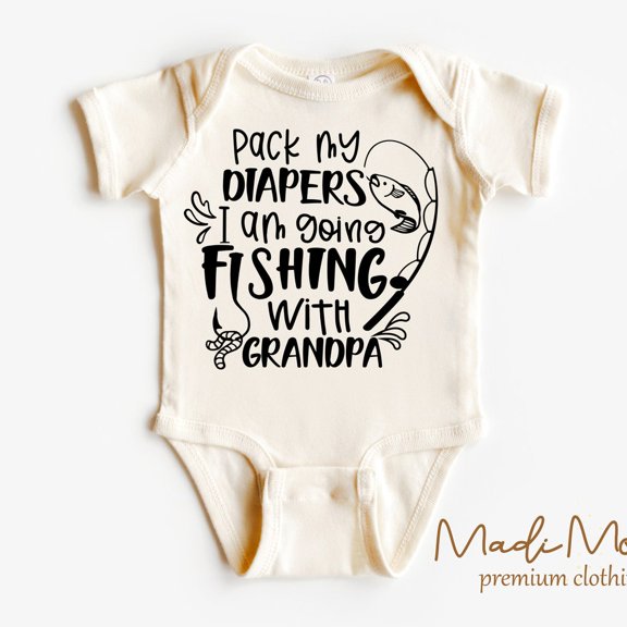 Pack My Diapers I'M Going Fishing With Grandpa Baby Onesie, Cute Funny Baby Bodysuit Cute Baby Onesie, BABY BODYSUIT LAT 4424