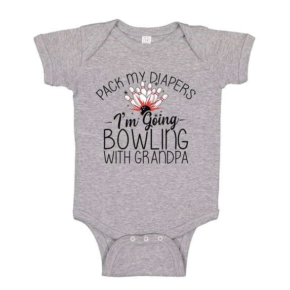 Pack My Diapers I'm Going Bowling With Grandpa Baby Bodysuit One Piece NB Athletic Heather