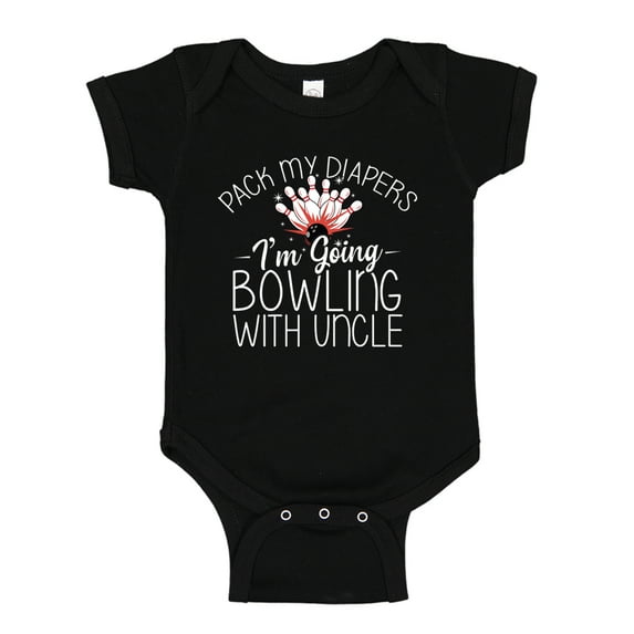 Pack My Diapers I'm Going Bowling With Uncle Baby Bodysuit One Piece 24 mo Black