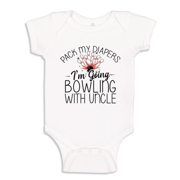 Pack My Diapers I'm Going Bowling With Uncle Baby Bodysuit One Piece 24 mo White