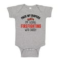 thumbnail image 1 of Pack My Diapers I'm Going Firefighting With My Daddy Baby Bodysuit One Piece NB Athletic Heather, 1 of 3