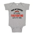 thumbnail image 1 of Pack My Diapers I'm Going Firefighting With My Papa Baby Bodysuit One Piece NB Athletic Heather, 1 of 3