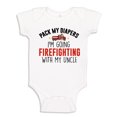 thumbnail image 1 of Pack My Diapers I'm Going Firefighting With My Uncle Baby Bodysuit One Piece 18 mo White, 1 of 3