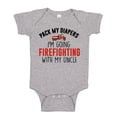 thumbnail image 1 of Pack My Diapers I'm Going Firefighting With My Uncle Baby Bodysuit One Piece NB Athletic Heather, 1 of 3