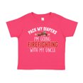 thumbnail image 1 of Pack My Diapers I'm Going Firefighting With My Uncle Toddler T-Shirt 3T Cyber Pink, 1 of 3