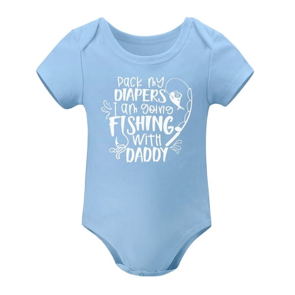 Pack My Diapers I'm Going Fishing with Daddy - Funny Baby Boy Bodysuit, Infant One-Piece for Outdoor Family Days Sky Blue-style 3months