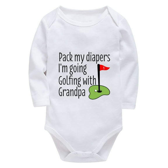 Pack My Diapers I'm Going Golfing With Grandpa Newborn Baby Girl Coming Home Outfit Long Sleeve Neutral Baby Girl Clothes Wh