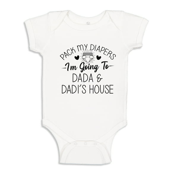 Pack My Diapers I'm Going To Dada and Dadi's House Baby Bodysuit One Piece 18 mo White