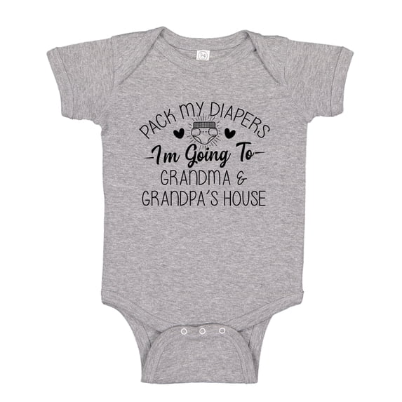 Pack My Diapers I'm Going To Grandma and Grandpa's House Baby Bodysuit One Piece NB Athletic Heather