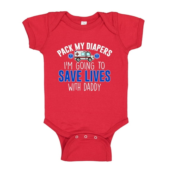 Pack My Diapers I'm Going To Save Lives With Daddy Baby Bodysuit One Piece 24 mo Red