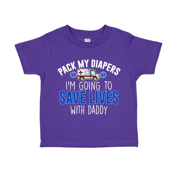 Pack My Diapers I'm Going To Save Lives With Daddy Toddler T-Shirt 4T Purple