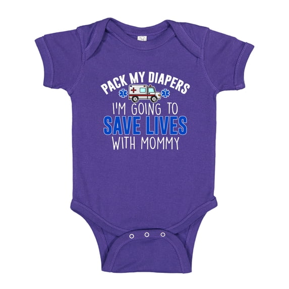 Pack My Diapers I'm Going To Save Lives With Mommy Baby Bodysuit One Piece 12 mo Purple