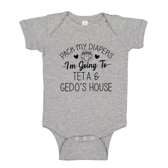 Pack My Diapers I'm Going To Teta and Gedo's House Baby Bodysuit One Piece NB Athletic Heather