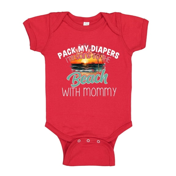 Pack My Diapers I'm Going To The Beach With Mommy Baby Bodysuit One Piece 18 mo Red