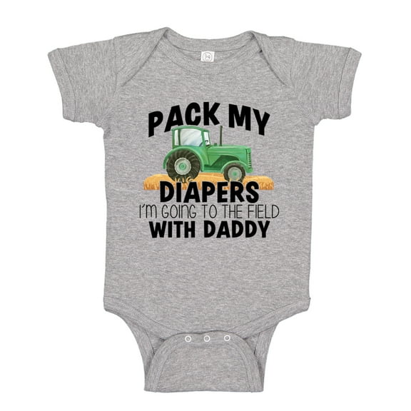 Pack My Diapers I'm Going To The Field With Daddy Baby Bodysuit One Piece NB Athletic Heather