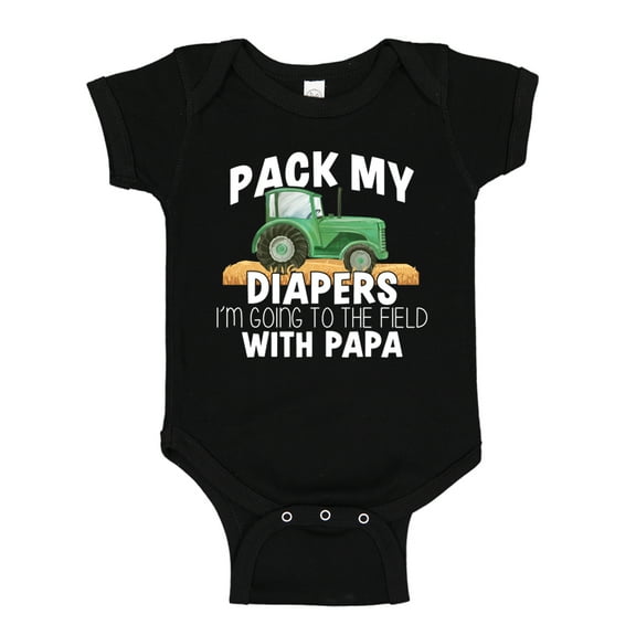 Pack My Diapers I'm Going To The Field With Papa Baby Bodysuit One Piece 18 mo Black