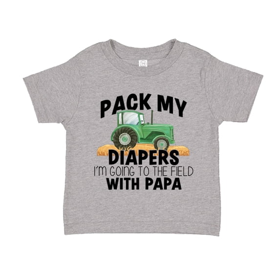 Pack My Diapers I'm Going To The Field With Papa Toddler T-Shirt 2T Athletic Heather