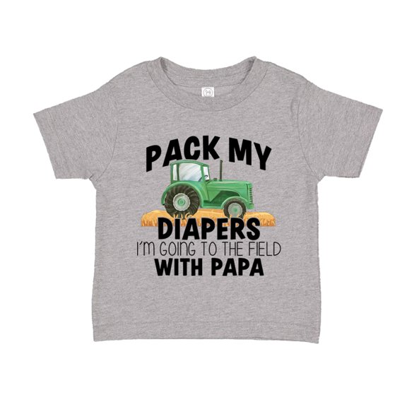 Pack My Diapers I'm Going To The Field With Papa Toddler T-Shirt 5/6T Athletic Heather