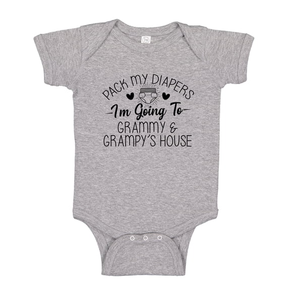 Pack My Diapers I'm Going to Grammy and Grampy's House Baby Bodysuit One Piece NB Athletic Heather