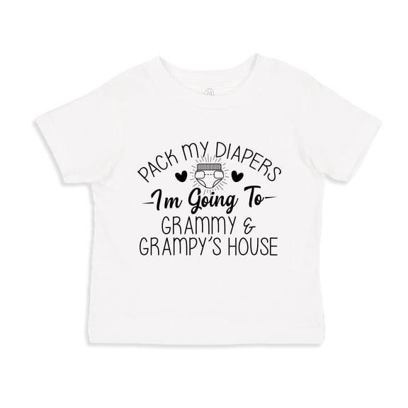 Pack My Diapers I'm Going to Grammy and Grampy's House Toddler T-Shirt 5/6T White