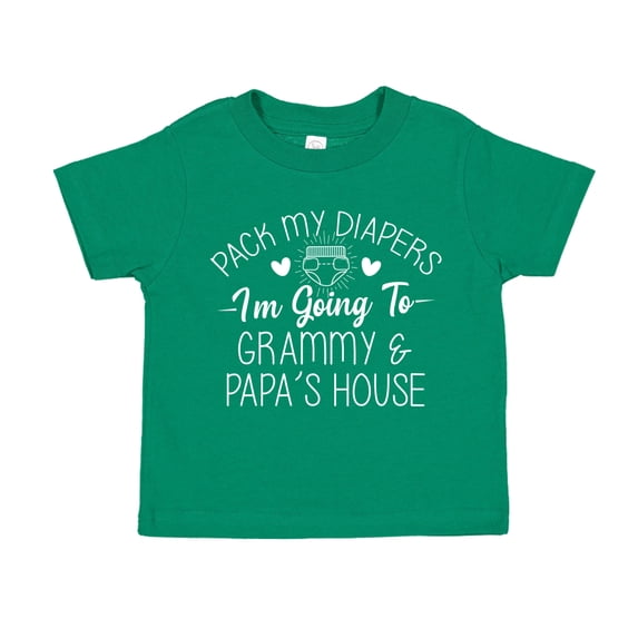 Pack My Diapers I'm Going to Grammy and Papa's House Toddler T-Shirt 4T Kelly Green
