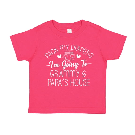 Pack My Diapers I'm Going to Grammy and Papa's House Toddler T-Shirt 5/6T Cyber Pink