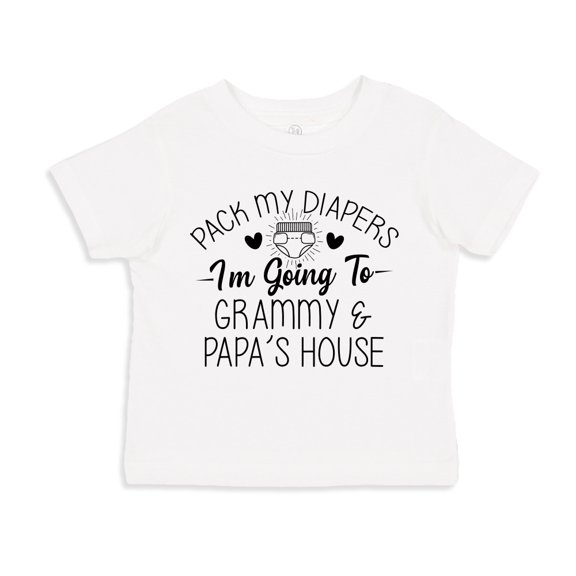 Pack My Diapers I'm Going to Grammy and Papa's House Toddler T-Shirt 5/6T White