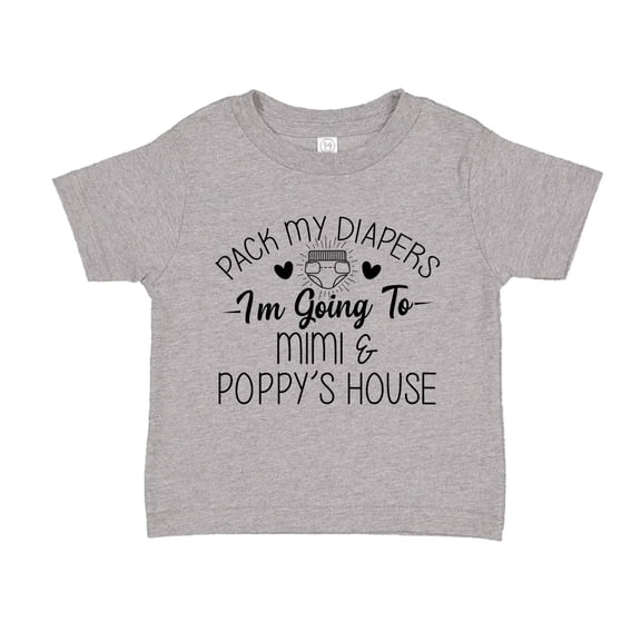 Pack My Diapers I'm Going to Mimi and Poppy's House Toddler T-Shirt 3T Athletic Heather