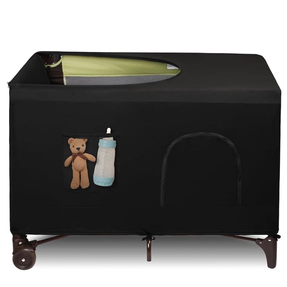 Pack N Play Blackout Cover 90% Light Block Breathable Blackout Slumber Canopy for Baby Crib Indoor Outdoor Travel