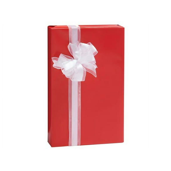 Pack Of 1, 24" X 85' Red Solid Gloss Color Gift Wrap Paper Roll For 40-50 Gifts Made In USA