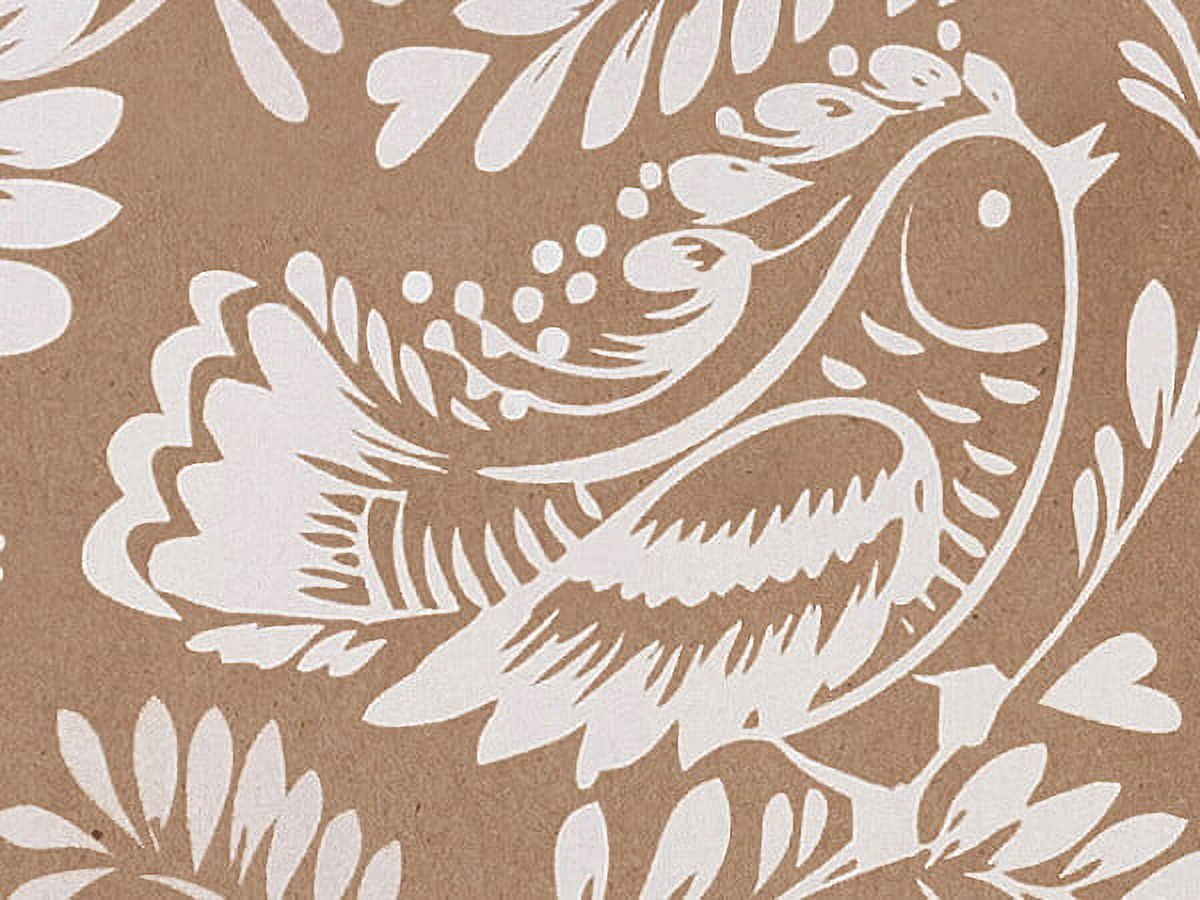 Pack Of 1, 24" x 417' Bird Branch Kraft Wedding Gift Wrap Paper Roll For 175 -200 Gifts Made in USA