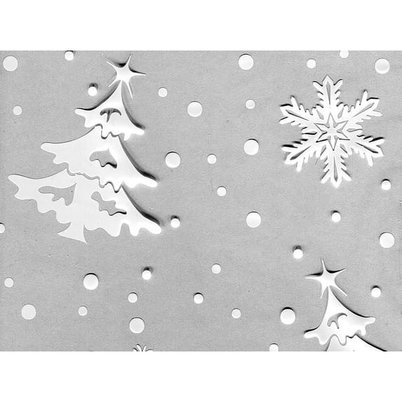 Pack Of 1, 40" X 100' 1.0 Mil Winter Flurry Christmas Print Cello Rolls W/White Christmas Trees & Snowflakes Made In USA