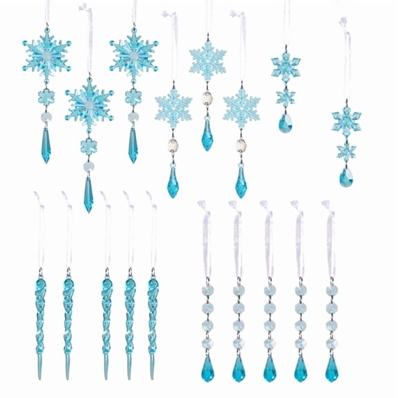 Pack Of 1 Acrylic Christmas Icicle Snowflake Berry Ball Ornaments Crystal Clear Shatterproof Holiday Tree Decorations