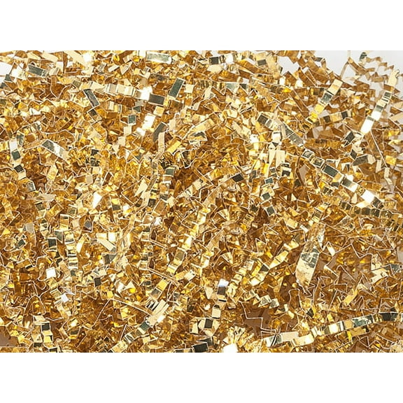 Pack Of 1, Metallic Gold Crinkle Cut Paper Shred (Spring Fill / Zig Fill) 1/8" Wide 10 Lb Made In USA