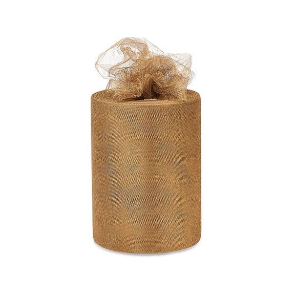 Pack Of 1, Solid Antique Gold Glimmer Tulle Ribbon 6" X 100 Yards For Special Occasions Such As Christmas & Weddings