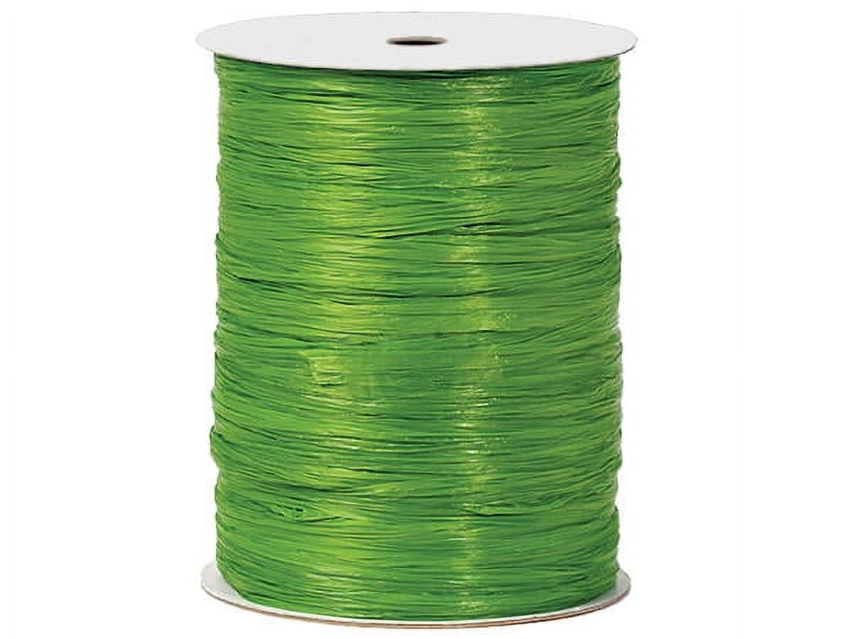 Pack Of 1, Solid Apple Green Paper Raffia Ribbon 1/4" - 1.25" Width 100 Yard Roll 100% Natural Fibers