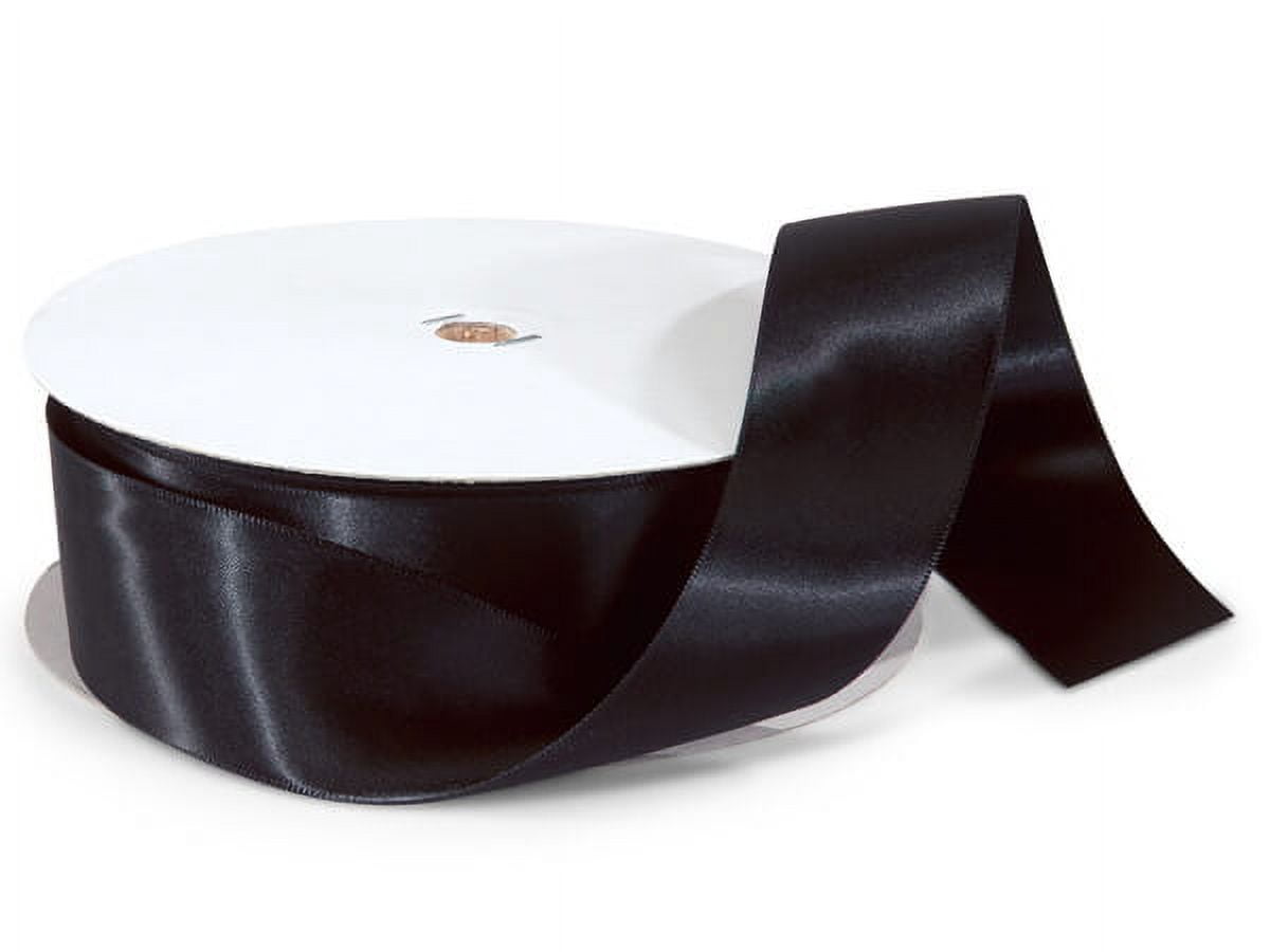 Pack Of 1, Solid Black Double Faced Satin Ribbon 1.5" X 50 Yards 100% Polyester