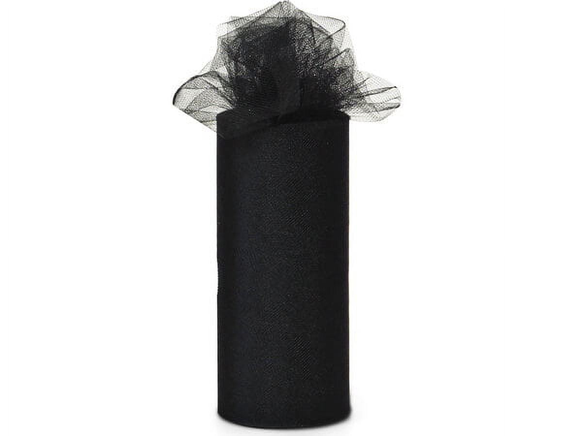 Pack Of 1, Solid Black Flame Retardant Tulle Ribbon 6" X 25 Yds Nylon Netting Great Floral & Gift Netting Ribbon