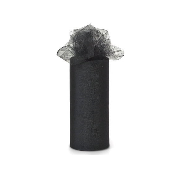 Pack Of 1, Solid Black Value Tulle Ribbon 6" X 25 Yards To Make Quick & Easy Bows