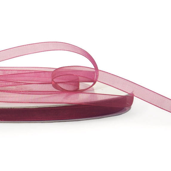 Pack Of 1, Solid Burgundy Sheer Organza Ribbon 1/4"X100 Yds 100% Nylon