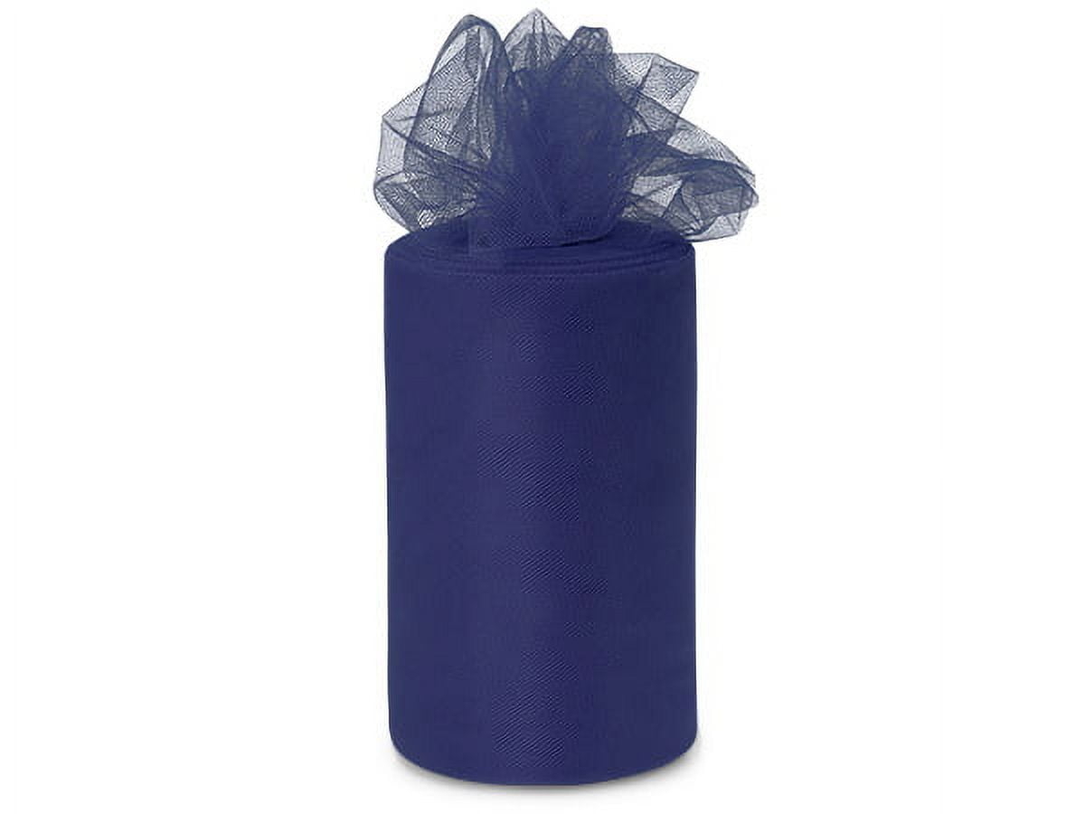 Pack Of 1, Solid Cool Navy Blue Value Tulle Ribbon 6" X 100 Yards To Make Quick & Easy Bows