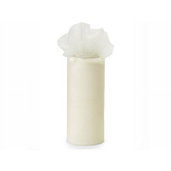 Pack Of 1, Solid Cream Value Tulle Ribbon 6" X 25 Yards To Make Quick & Easy Bows