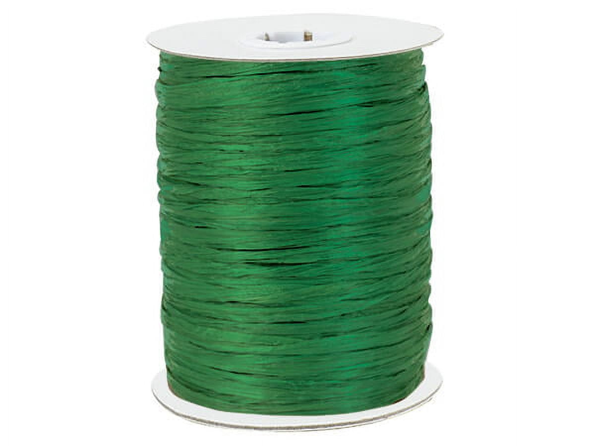 Pack Of 1, Solid Emerald Paper Raffia Ribbon 1/4" - 1.25" Width 100 Yard Roll 100% Natural Fibers
