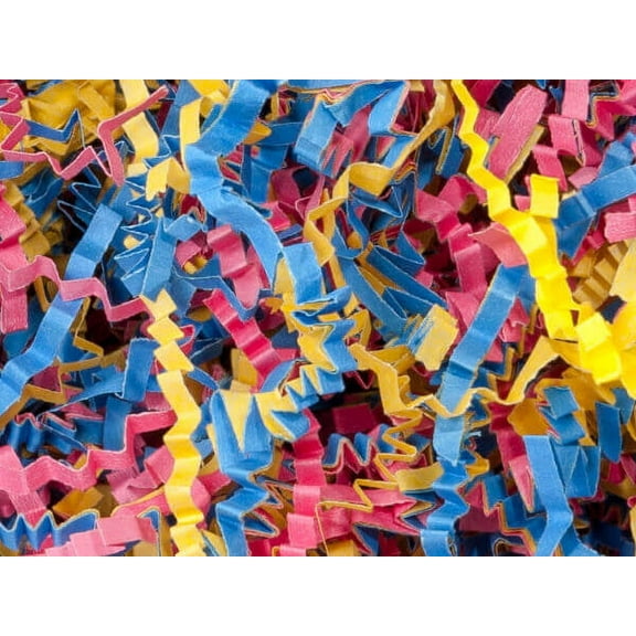 Pack Of 1, Solid Fiesta Mix Crinkle Cut Paper Shred (Spring-Fill / Zig Fill) 1/8" Wide 8 Oz Made In USA